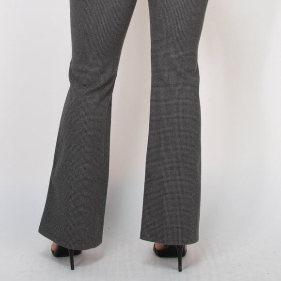 Women's Houndstooth Flare High-Rise Pants -  Gray - Picture 4 of 4